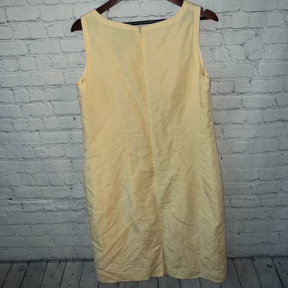 Laura Scott light yellow sleeveless linen / rayon dress size 14 - Picture 9 of 11